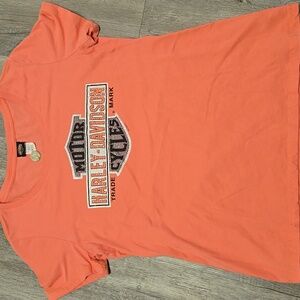 Harley-Davidson Women’s Coral Rhinestone Logo T-Shirt – Classic Bar & Shield